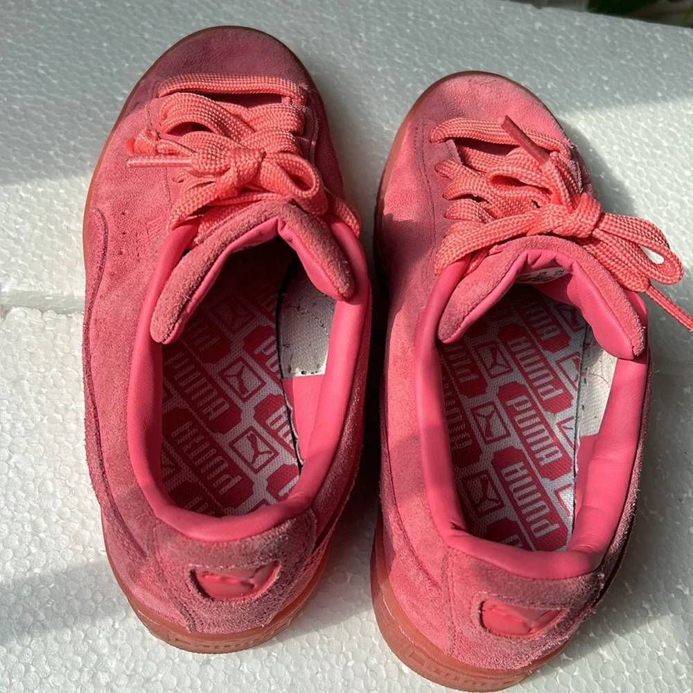 Puma kids Suede Lace Up youth sneakers size 5 pinkish coral